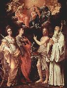 Guido Reni Marienkronung mit Hl. Katharina von Alexandrien, Hl. Johannes Evangelist, Hl. Johannes der Taufer, Hl. Romuald von Camaldoli France oil painting artist